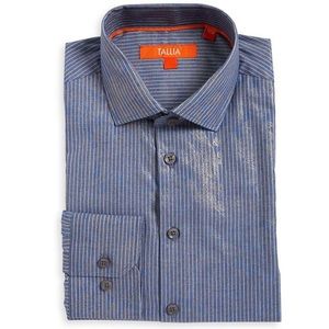 Tallia Orange Floral Chambray Dress Shirt